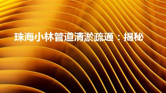 珠海小林管道清淤疏通：揭秘城市下的黑暗世界！